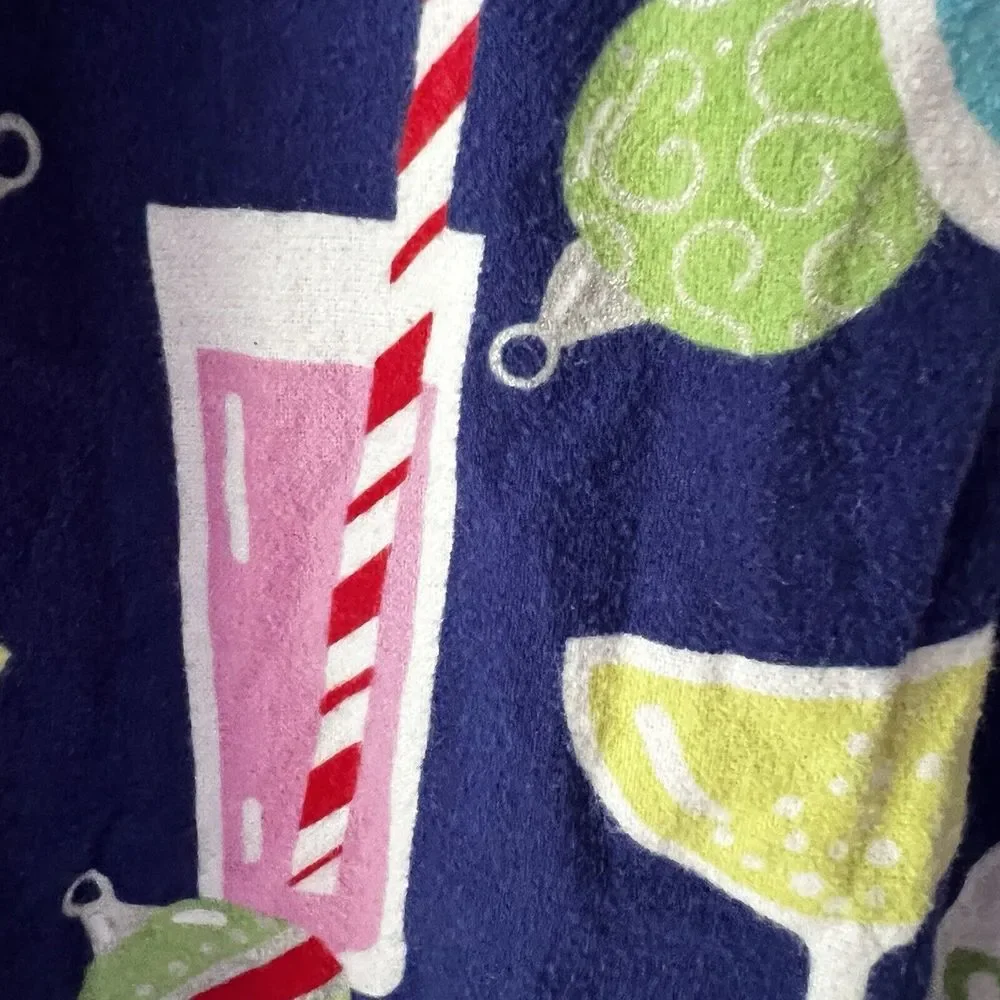 Nick And Nora Holiday Cheer Fun Christmas Cocktails Nightshirt Flannel‎ Size XL